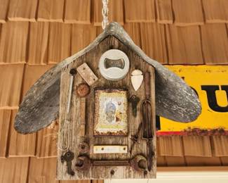 Large Bird House with Prince Albert Can and a variety of other pieces attached.