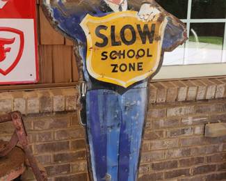 Slow School Zone Patrolman Sign