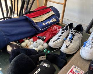 Golf clubs , golf bag bowling shoes & bowling ball