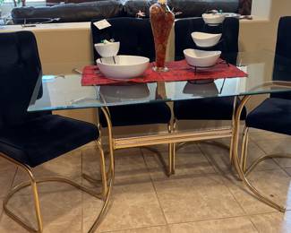 Glass table with 4 chairs kitchen set