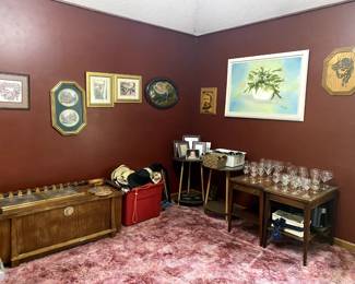 Antique Cavalier cedar chest/picture frames