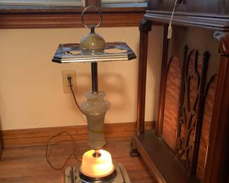 Slag glass smoking stand