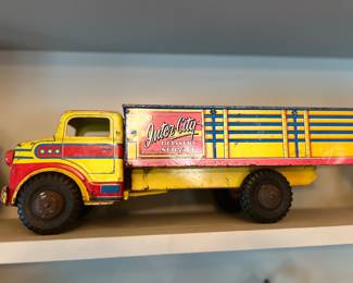 Vintage Marx Inter-City Delivery Truck Trailer Tin Toy Truck