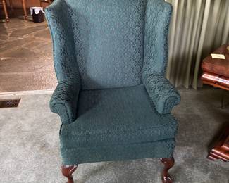 Beautiful Vintage Wing Back chair. Notice the width of the wings. It has been reupholstered.