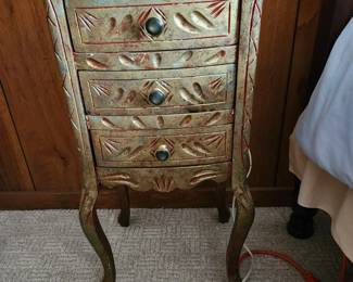 Gold, 3-drawer Nightstand