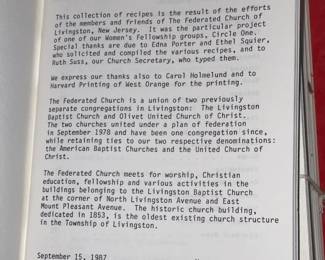 Vintage "The Federated Church Of Livingston" Cook Books