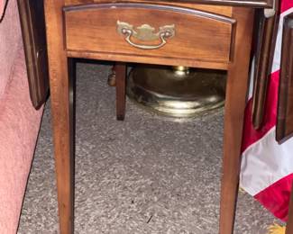 Wooden Accent End Table W/ Glass Top & Drop Leaf Sides (4 Available)