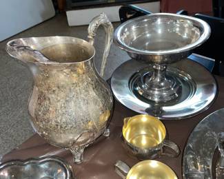 Silver Plated Water Pitcher & Bowls