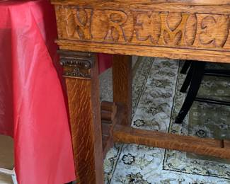 Antique Wooden "In Remembrance Of Me" Engraved Communion Table