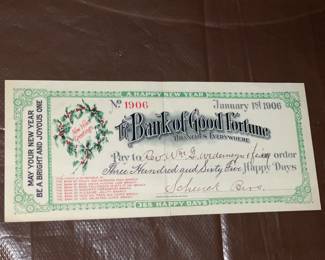 Vintage "The Bank Of Good Fortune" Document