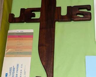 Vintage Wooden "Jesus" Hanging Cross