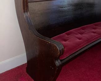 Antique Church Pew Bench W/ Cushion