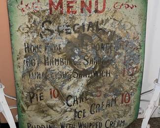 Vintage Hand Painted Menu Sign From Church Benefit Lunch