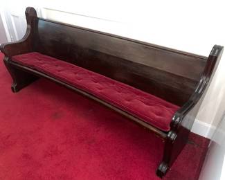 Antique Church Pew Bench W/ Cushion