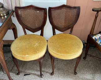Vintage Velvet Cushioned Shield Back Chair (2 Available)