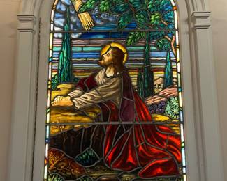 STUNNING Jesus In The Garden Of Gethsemane Stained Glass Window