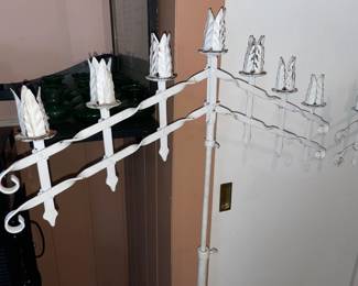 STUNNING Antique 1920s Gothic French Iron Floor Candelabras W/ Adjustable Arms