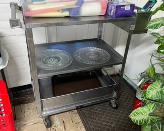 Vintage Steel Rolling Serving Cart