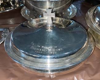 Silver Plated Communion Tray W/ Cover & Glasses