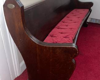 Antique Church Pew Bench W/ Cushion