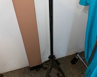 STUNNING Antique 1920s Gothic French Iron Floor Candelabras W/ Adjustable Arms