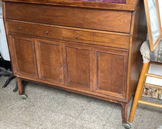 Antique Wooden Cabinet W/ Glass Top Display Case