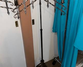 STUNNING Antique 1920s Gothic French Iron Floor Candelabras W/ Adjustable Arms
