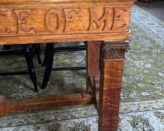 Antique Wooden "In Remembrance Of Me" Engraved Communion Table