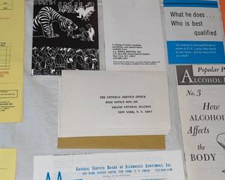 Vintage AA (Alcoholics Anonymous) Paper Ephemera