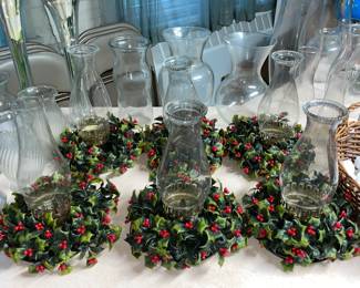 Christmas Hurricane Glass Tabletop Centerpieces