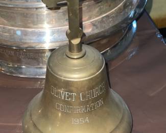 Antique "Olivet Church - Livingston, NJ" Brass Cross Motif Bell