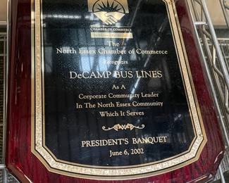 Assorted Award Plaques Awarded To DeCamp Bus Lines