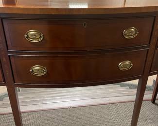 BEAUTIFUL Executive Dining Room/Conference Room Sideboard Cabinet W/ 2 Doors, 2 Drawers, & Brass Hardware And Rail (Ethan Allen)