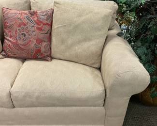 White Upholstered Love Seat (2 Available)