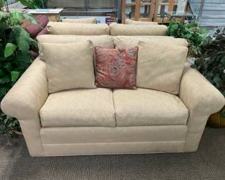 White Upholstered Love Seat (2 Available)