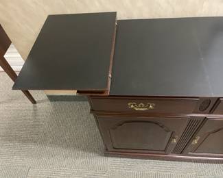 Wooden Sideboard Cabinet With Fold Out Sides, 2 Drawers, & 2 Doors (Ethan Allen) - 2 Available