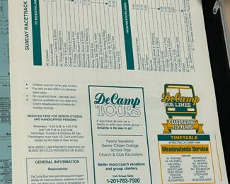 Original Vintage DeCamp Bus Lines Timetables