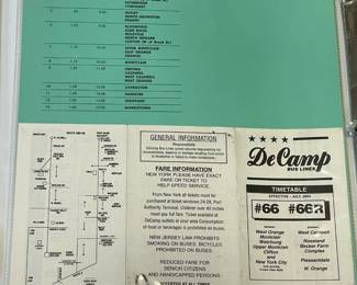 Original Vintage DeCamp Bus Lines Timetables