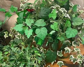An Assortment Of Faux Plants, Ivy, Floral Arrangements, & OVERSIZED Trees