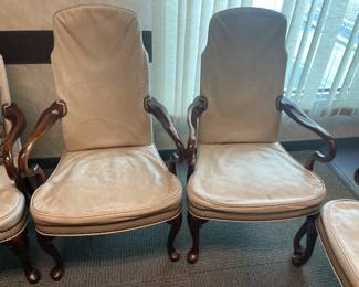 Executive Office Chairs W/ Leather Upholstery & Wood Arm Rests