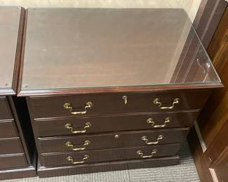 Wooden Filing Cabinet W/ 2 Drawers & Brass Hardware (Ethan Allen)