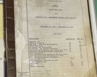 Vintage DeCamp Bus Lines Union Agreement 1985