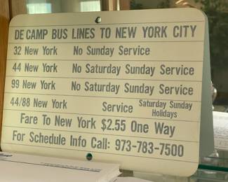 ORIGINAL DeCamp Bus Lines Bus Route Service Sign