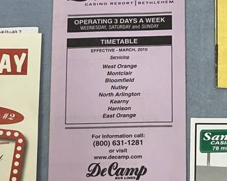 DeCamp Bus Lines Casino Charter Paper Ephemera