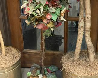 An Assortment Of Faux Plants, Ivy, Floral Arrangements, & OVERSIZED Trees