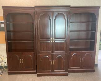 MASSIVE 3 Piece Sectional Wall Unit (2 Bookshelves & 1 Center Cabinet)