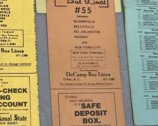 Original Vintage DeCamp Bus Lines Timetables
