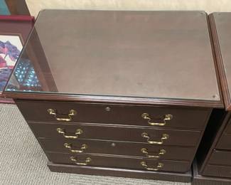 Wooden Filing Cabinet W/ 2 Drawers & Brass Hardware (Ethan Allen)