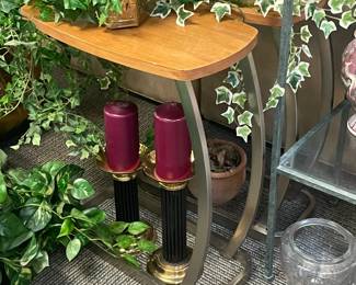 "Under The Couch" End Tables W/ Wood Top & Metal Base (2 Available)