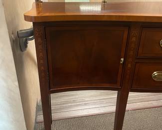 BEAUTIFUL Executive Dining Room/Conference Room Sideboard Cabinet W/ 2 Doors, 2 Drawers, & Brass Hardware And Rail (Ethan Allen)